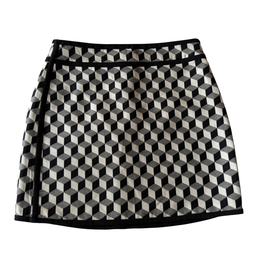 MARCS Geometric‎ Print Mini Skirt Womens 8 Black White Lined